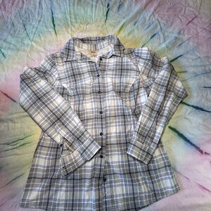 Duluth Trading Co Plaid Button Down Shirt with Vented Back and Double Buttons